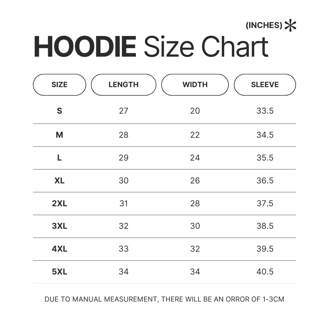 Hoodie Size Chart - Stardew Valley Store
