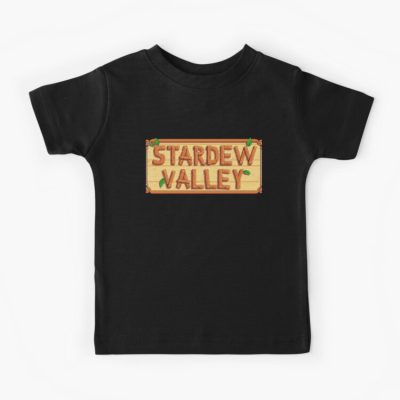 Stardew Valley - Wooden Logo Kids T Shirt Official Cow Anime Merch